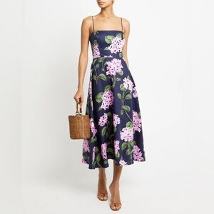 knee length dresses for ladies MIALEIGH ELBOW SLEEVE LINEN DRESS, BARTON BLUE – Palm Place main image 1